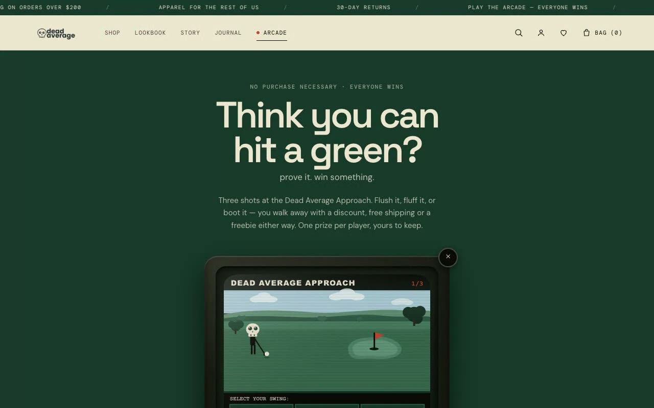 The arcade: a playable golf game that awards discount codes