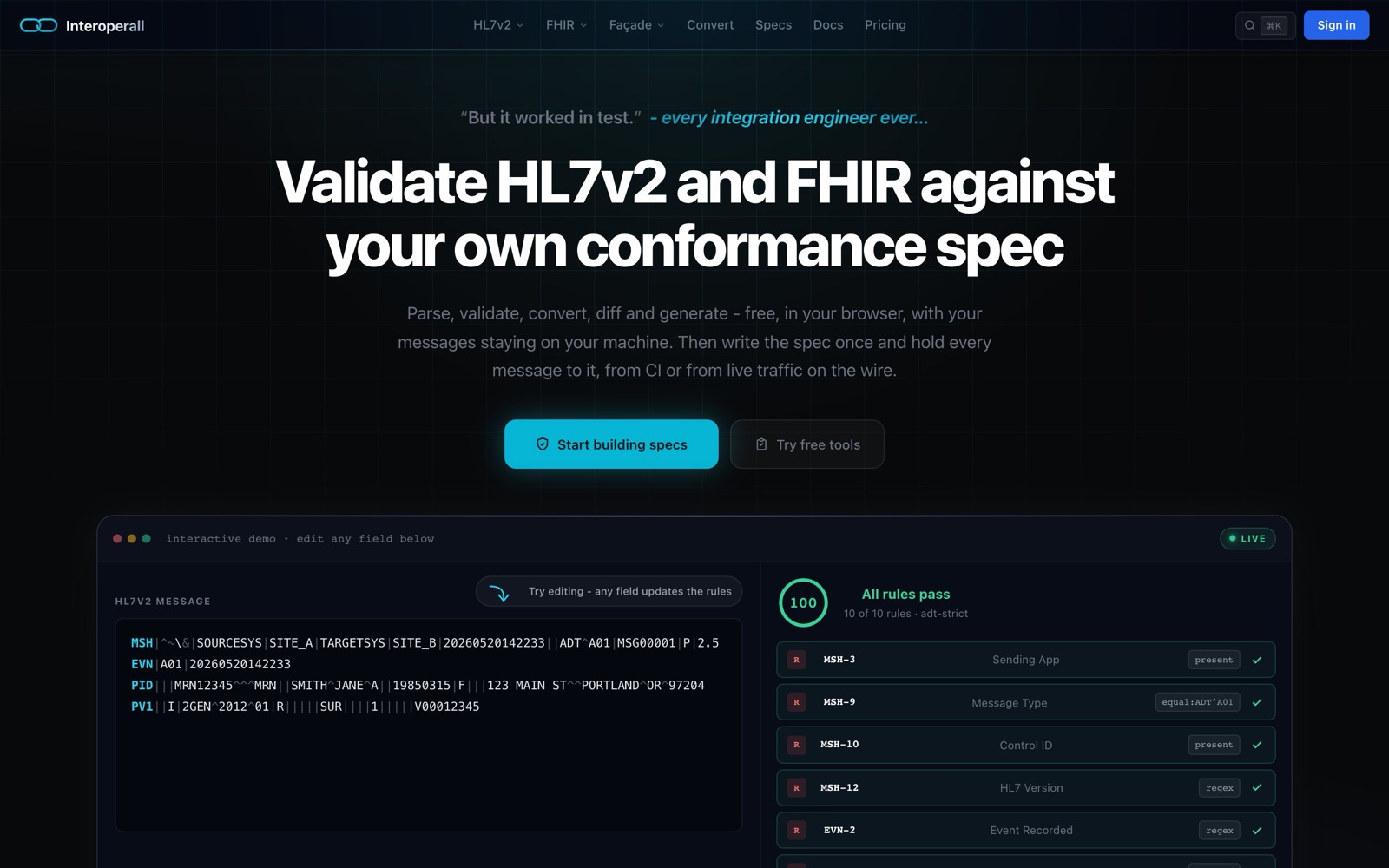 Interoperall product landing page