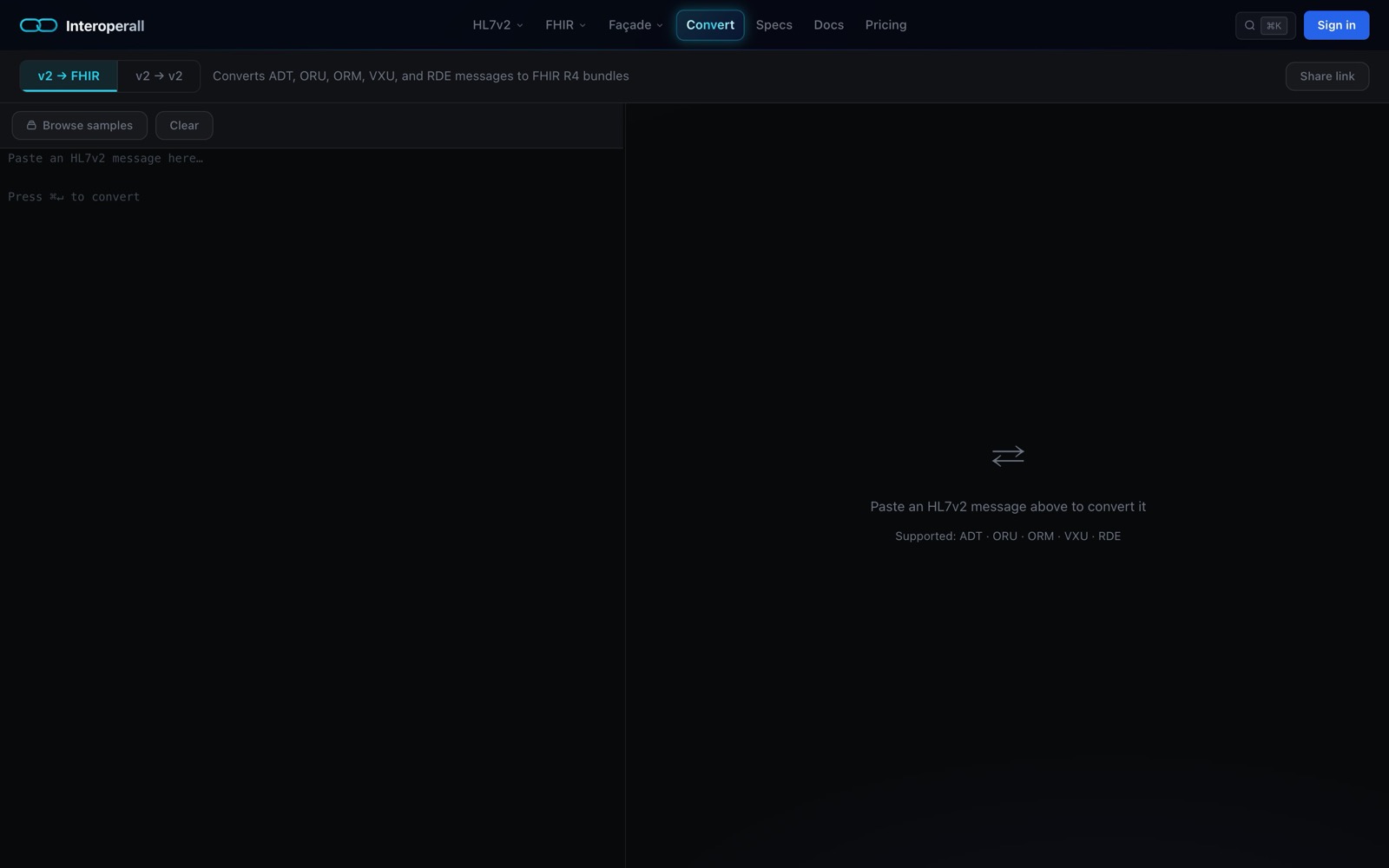 The converter page